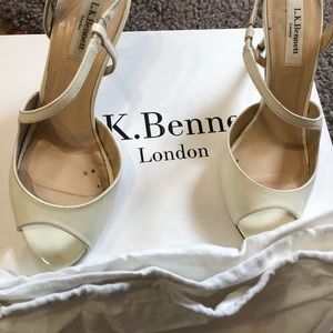 L. K. Bennett ivory patent leather sandals